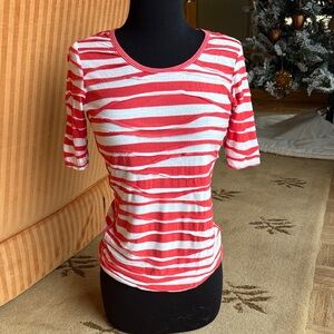 Basler Red and White Striped Short Sleeve Top